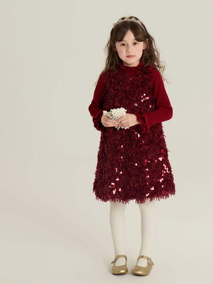 Aimo Beibei Girls Quilted Sequined Princess Dress