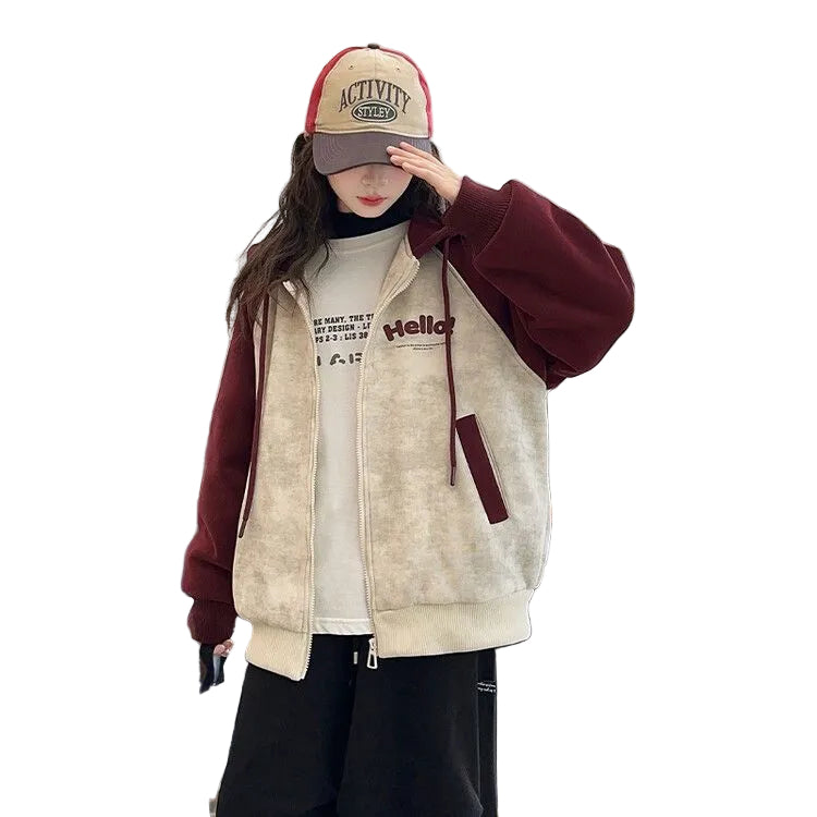 Girls Fleece-Lined Baseball Jacket – Autumn & Winter