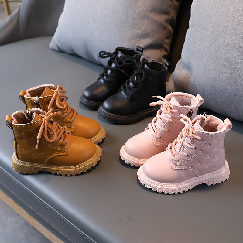 Kids Winter Martin Boots – Fleece-Lined Warm Leather Shoes
