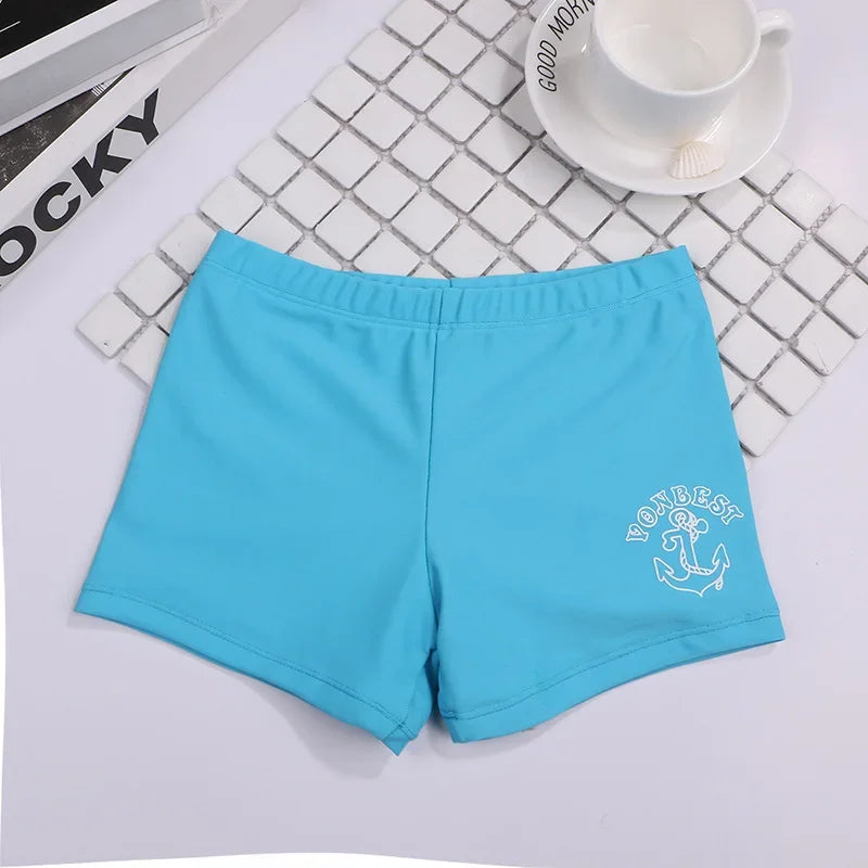 Boys’ Solid Swim Trunks – Boxer Style for Big Kids