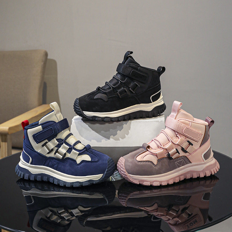 Children’s Waterproof Leather High-Top Sneakers Fall/Winter 2025