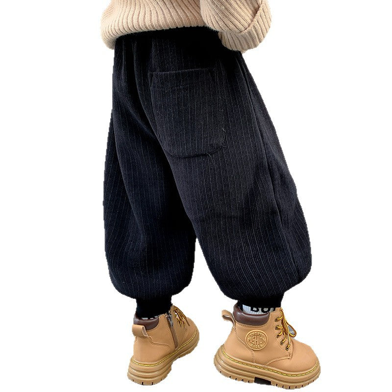 Boys Winter Velvet Sports Pants – Thick Warm Fleece
