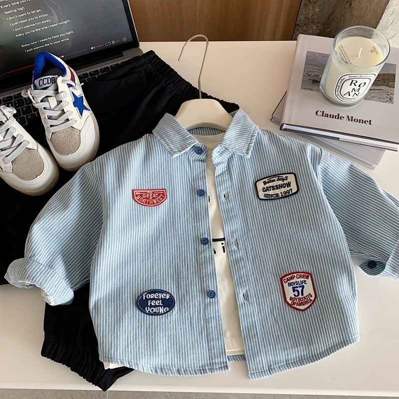 Boys Denim Long-Sleeve Shirt Jacket