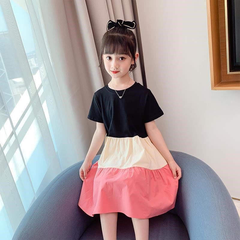 Girls’ Korean Style Colorblock Dress – Summer Princess Look