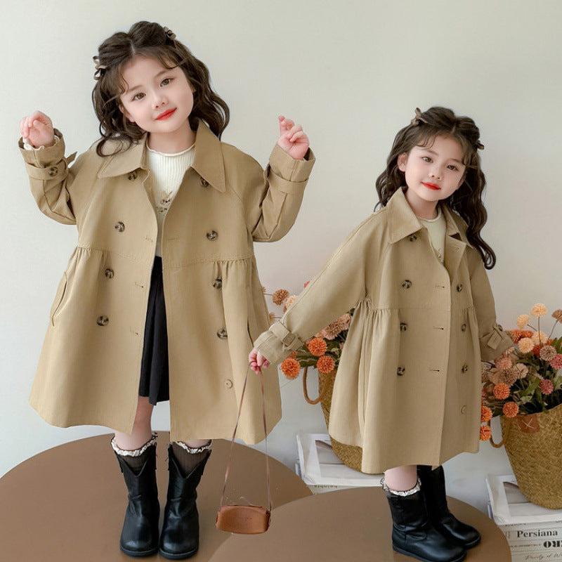 Girls’ Autumn British-Style Trench Coat