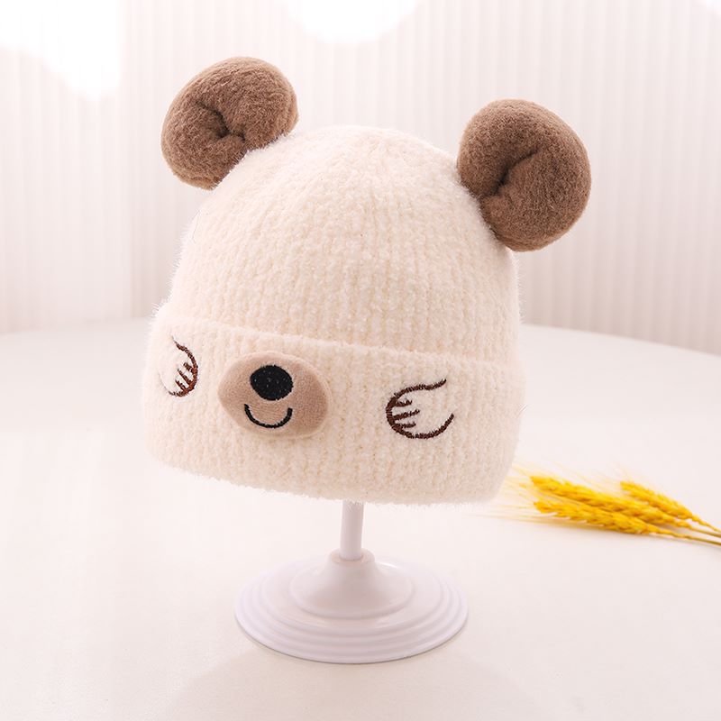 Korean Bear Ear Knitted Hat – Winter Warm Wool Hat for Kids