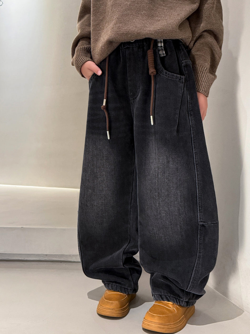 Boys Fleece-Lined Winter Jeans – Warm Kids Pants 2025