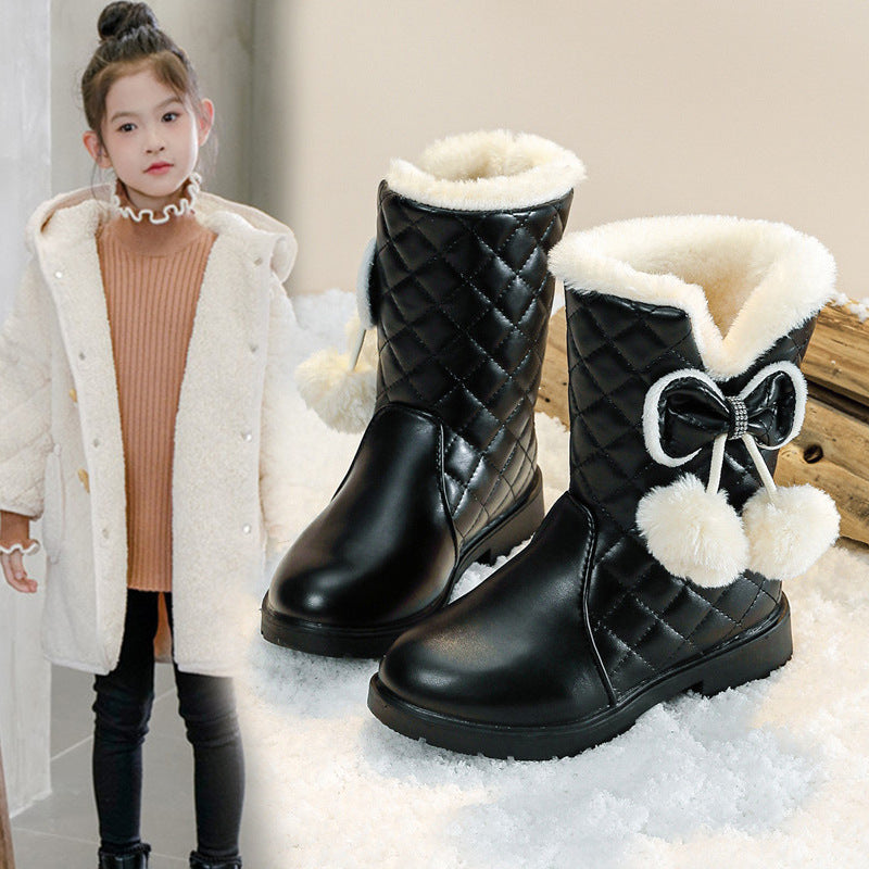 Girls’ Mid-Calf Snow Boots – Warm Winter Princess Style