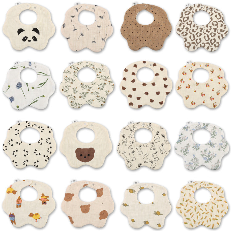 360° Soft Cotton Baby Bib – 6-Layer Gauze Protection