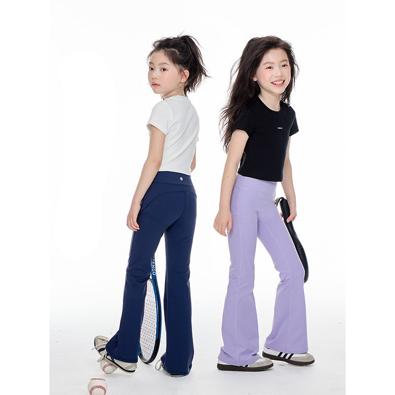 Girls High Waist Flared Micro Yoga Sports Pants
