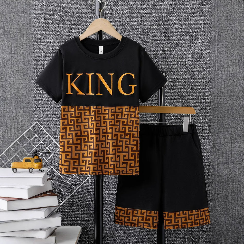 Boys’ King Print Summer Set – Stylish 2-Piece Outfit