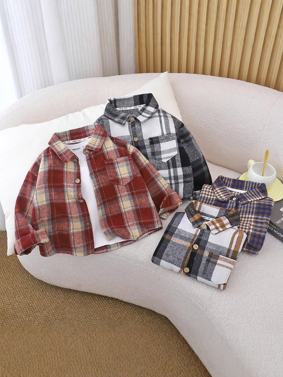 Kids Casual Plaid Shirt Jacket Autumn Wear