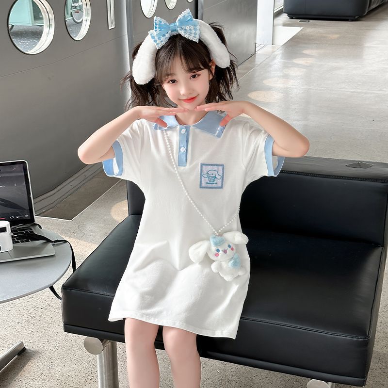 Girls Cartoon Short Sleeve Dress Korean Summer Style