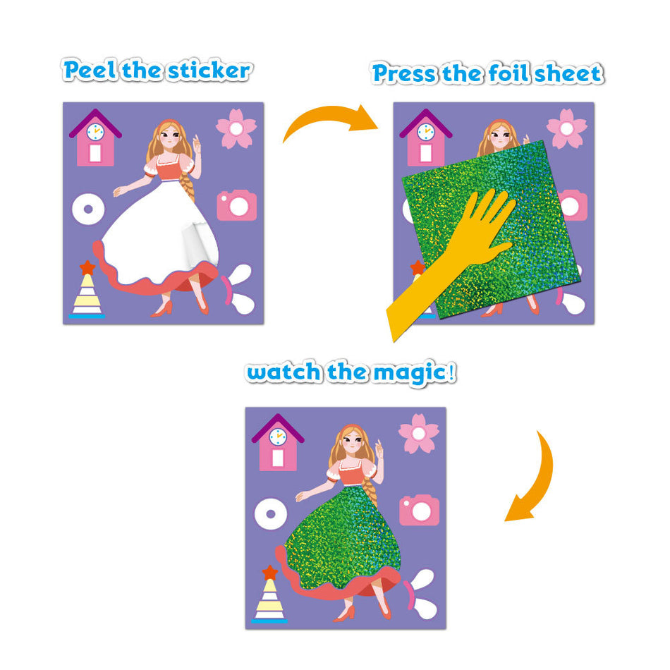 DIY Magic Art Stickers – Cartoon Girl Princess Coloring Set