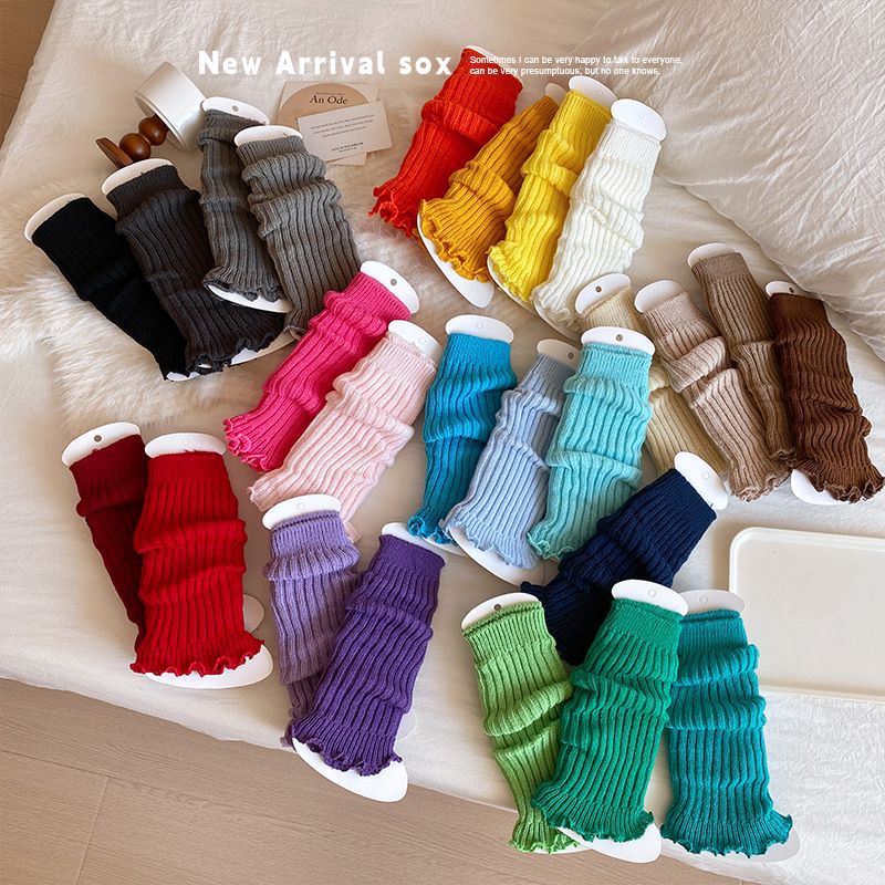 Girls Knitted Stacked Socks Colorful Leg Warmers Spring
