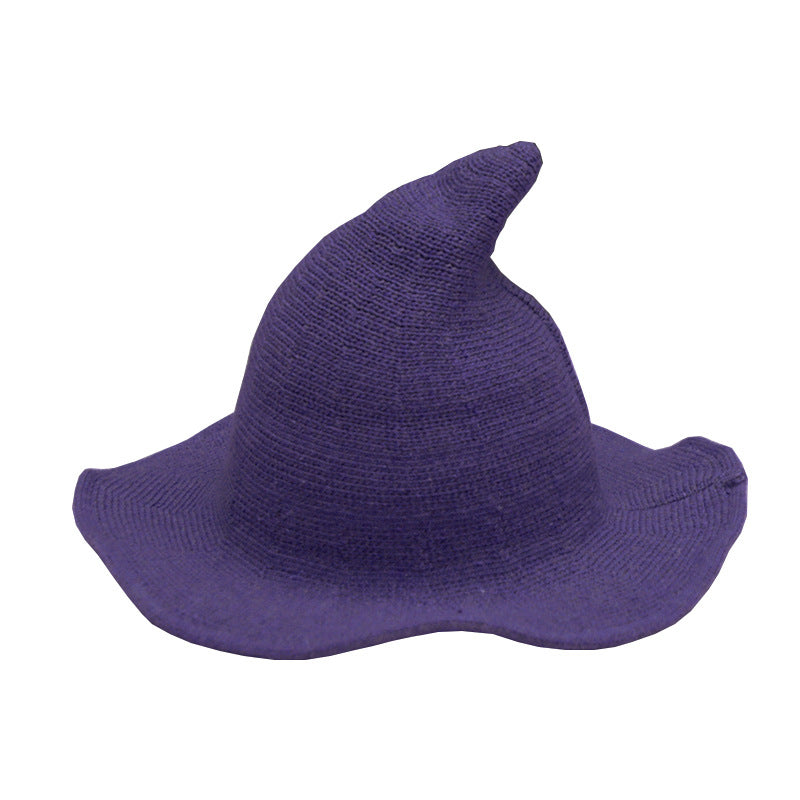 Women’s Korean Style Knitted Witch Hat with Wide Brim