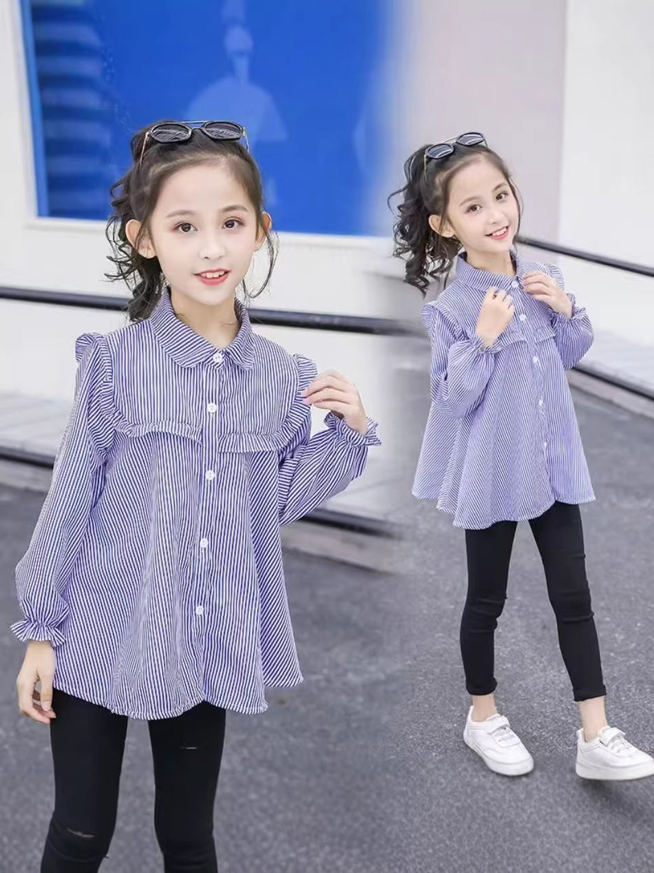 Girls Western Style Loose Long-Sleeve Shirt
