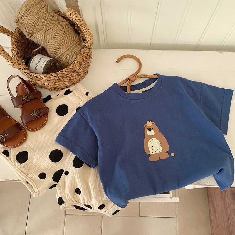 2025 Kids Korean & Western Style Cotton T-Shirt Cartoon Top