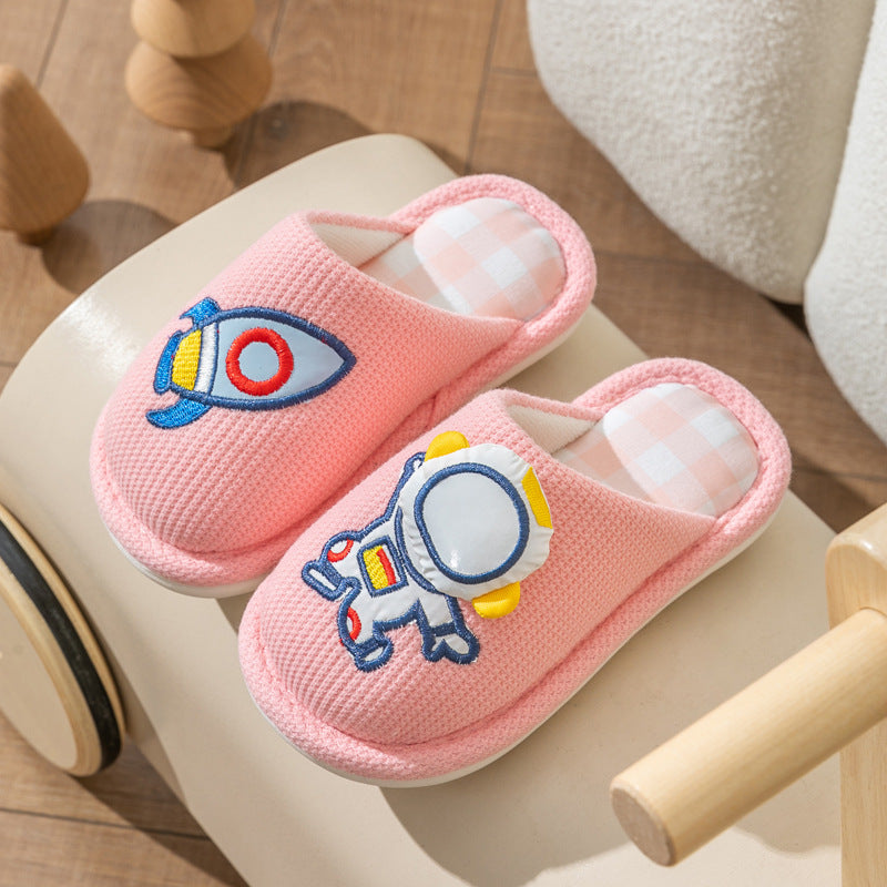 Cartoon Linen Slippers for Children – Four Seasons Home Shoes