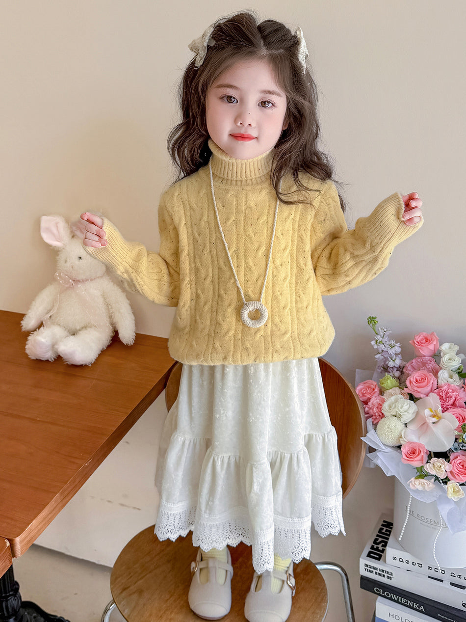 Girls Velvet Turtleneck Winter Sweater – 2025 Style