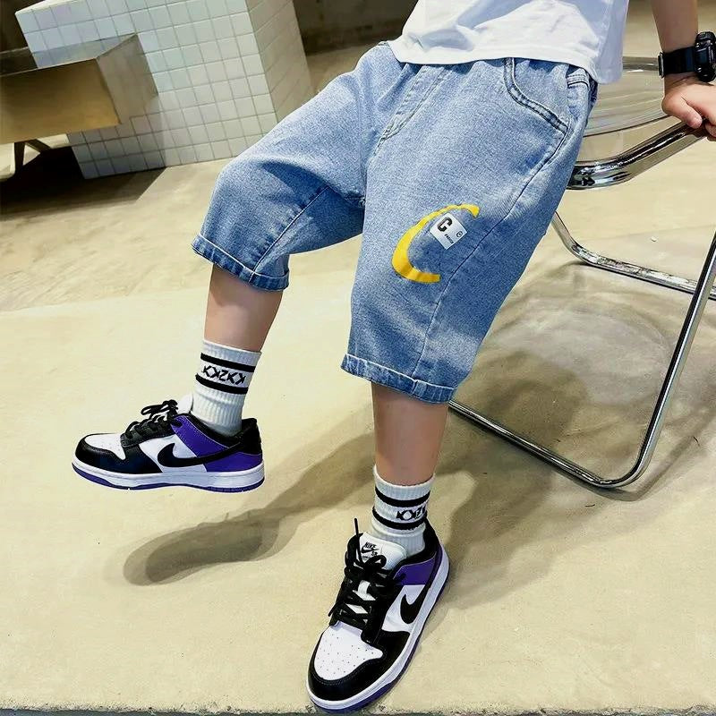 Boys Denim Capri Mid Length Pants Thin Summer Wear Kids