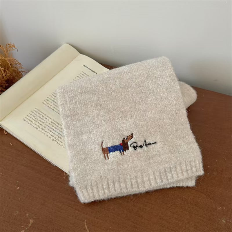 Kids’ Japanese Puppy Wool Scarf – Autumn Winter Warm Knit