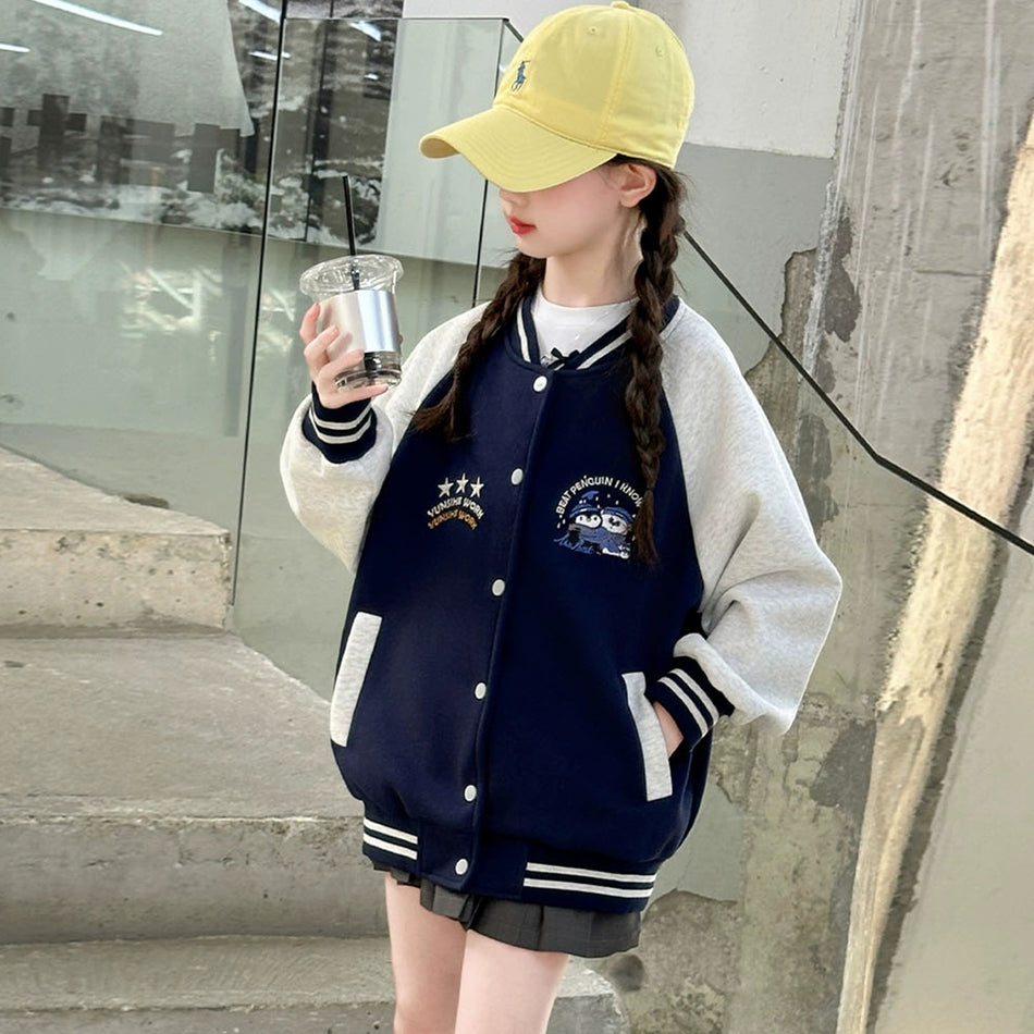 Girls Baseball Jacket – Spring & Autumn School Top
