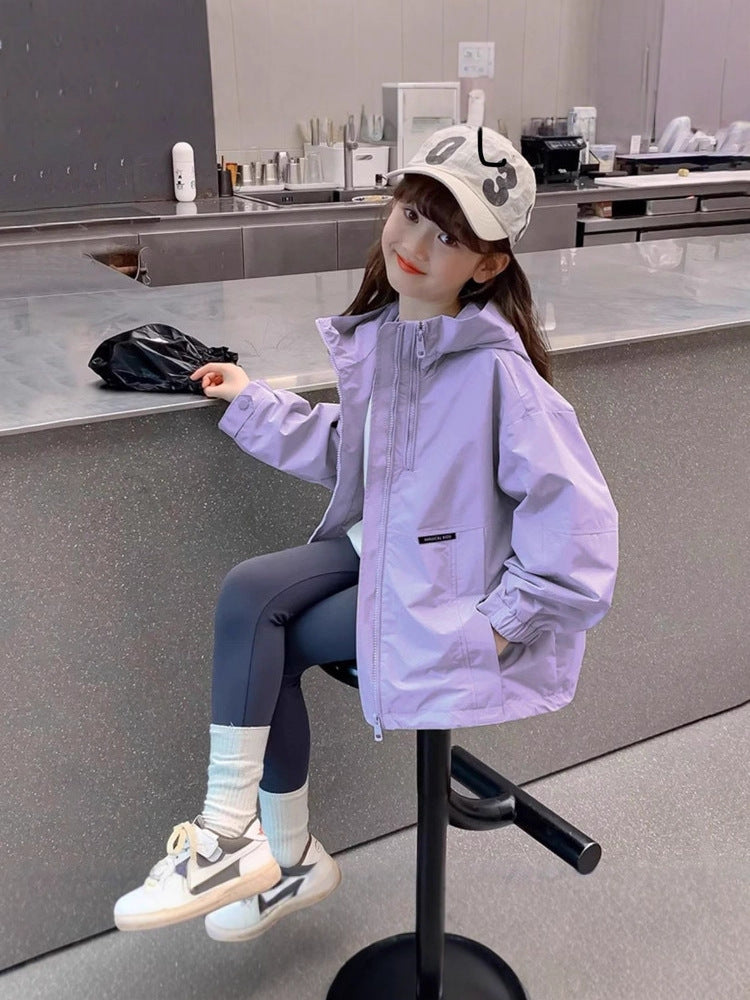 Girls’ Sports Hooded Autumn Jacket